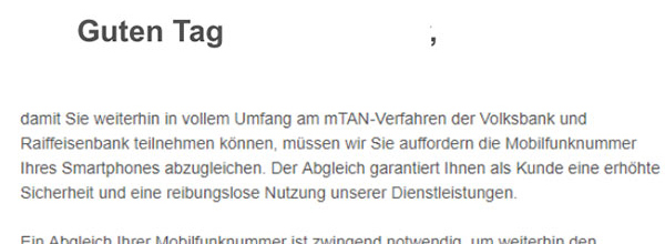 Phishing Mail Sicheres Online Banking Vr Bank Ostalb Eg